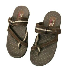 Skechers Outdoor Life Sandals Slip Ons Brown Tan Womens 9 Flats Comfort Shoes